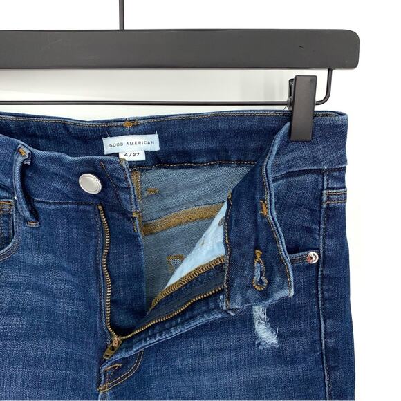 GOOD AMERICAN Good Legs Crop Skinny Jeans Blue Denim 4/27 - Picture 6 of 11